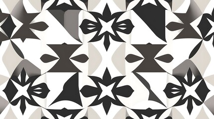Fototapeta premium Black and White Geometric Tile Pattern 
