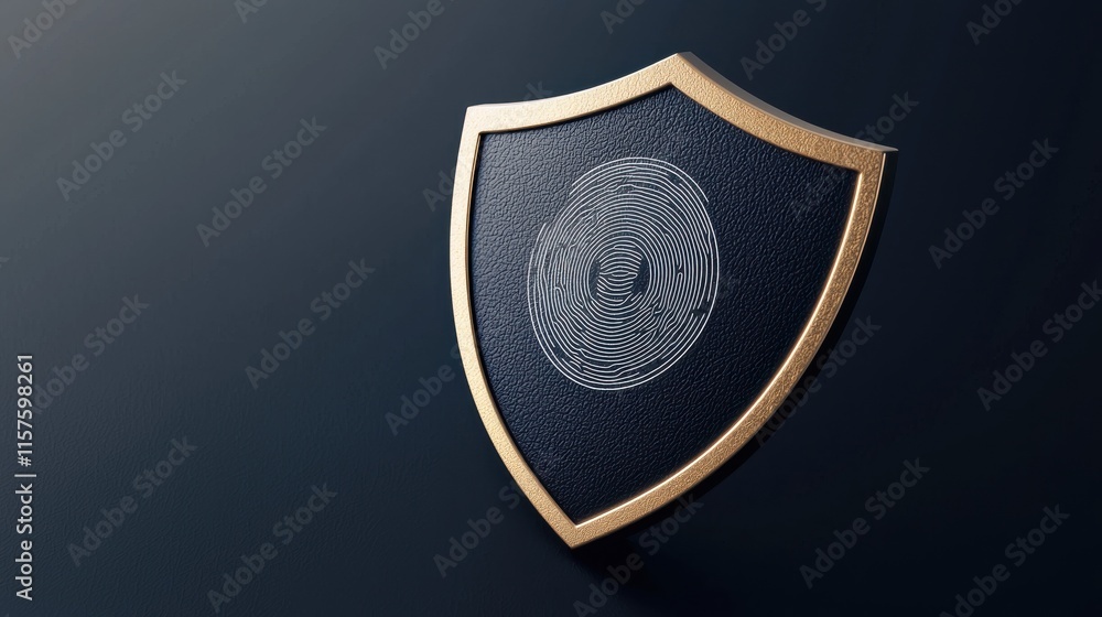 Poster biometric shield scan icon digital security graphic design modern technology minimalist style visual