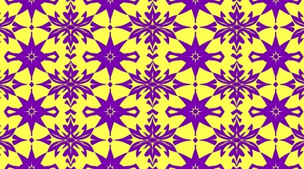 Purple and Yellow Floral Pattern: A vibrant, repeating pattern featuring stylized floral motifs in shades of purple and yellow.  Perfect for backgrounds, textiles, and design projects. 