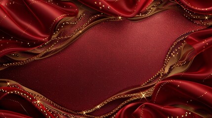 Obraz premium Red Silk Drapery with Golden Beads and Glitter