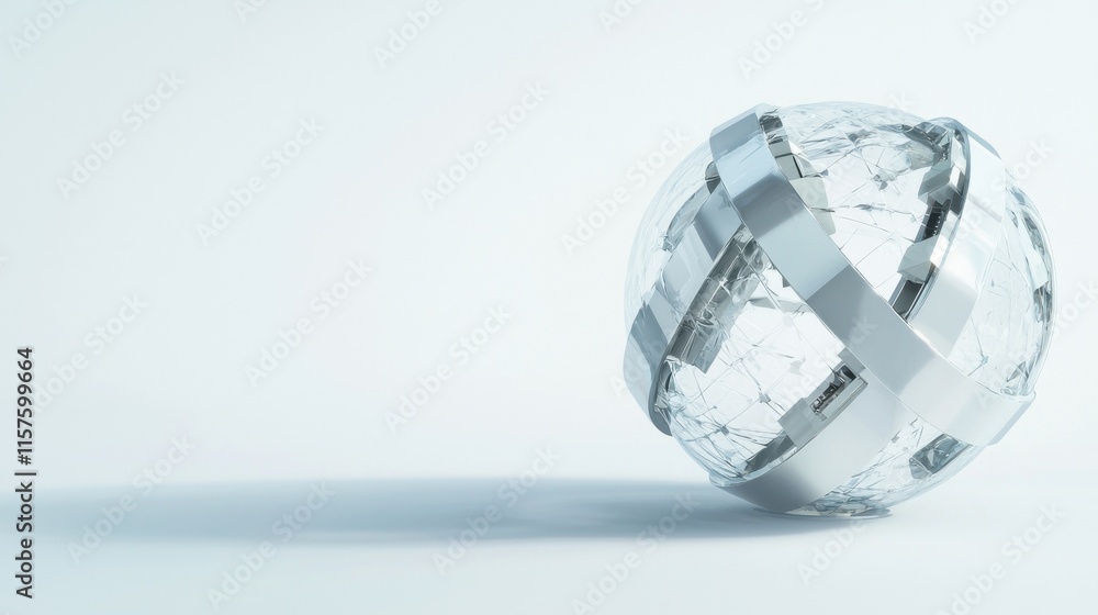 Poster cybersecurity lock formation digital realm 3d visualization minimalist design abstract perspective s