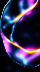 Glowing midnight abstract ribbons digital art neon purple dark background close-up vibrant design concept