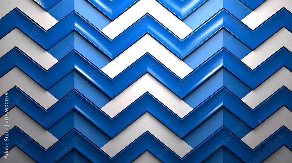 Poster dynamic chevron pattern, vibrant stripes in contrasting colors, creating a bold and energetic visual