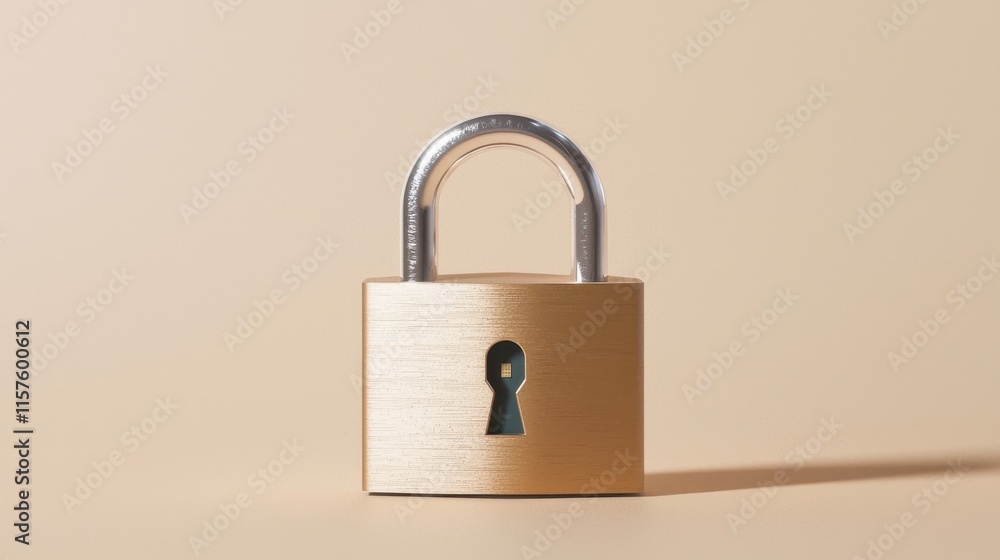 Aufkleber minimalist padlock with data chip conceptual security theme digital environment focused viewpoint