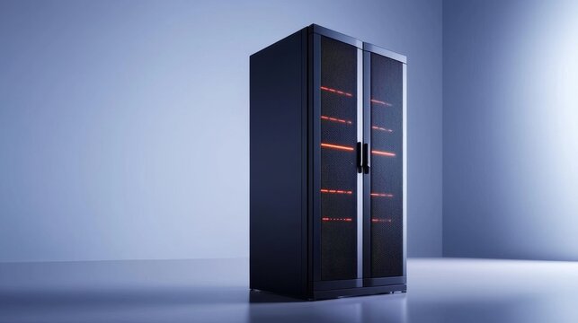 Secure server system modern data center digital technology minimalist design indoor environment contemporary viewpoint