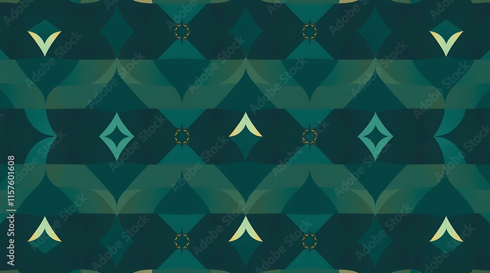 Poster emerald dreamscape: an abstract kaleidoscope of emerald green and soft yellow hues, creating a mesme