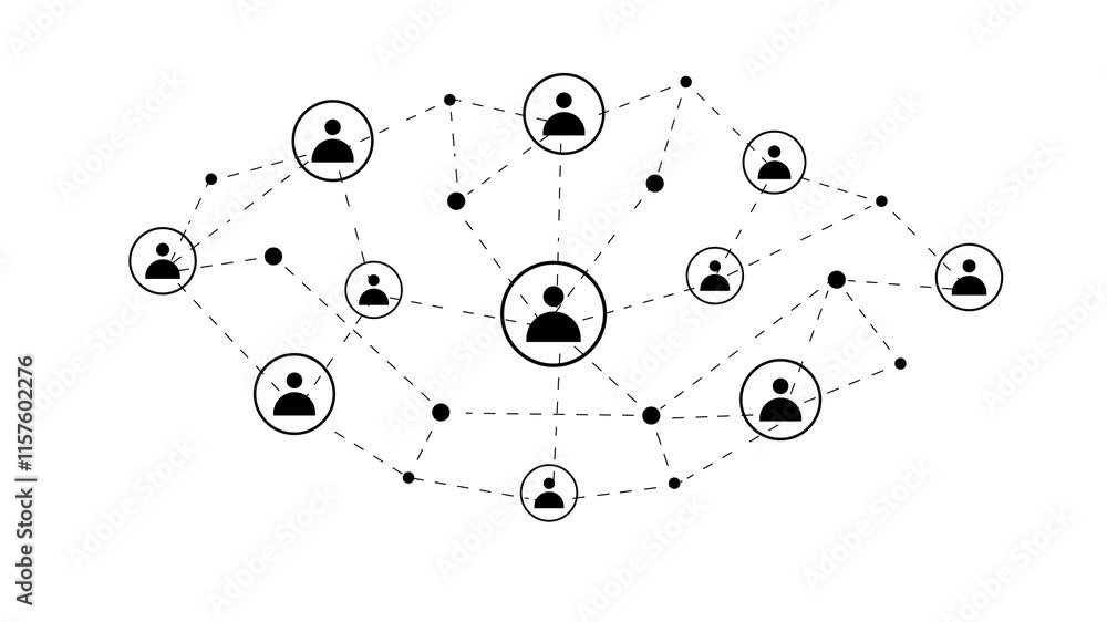 Aufkleber social network icon animation with online connection and internet concept. people networking with hu