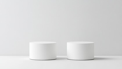 Minimalist White Cylinders Product Display Studio Background