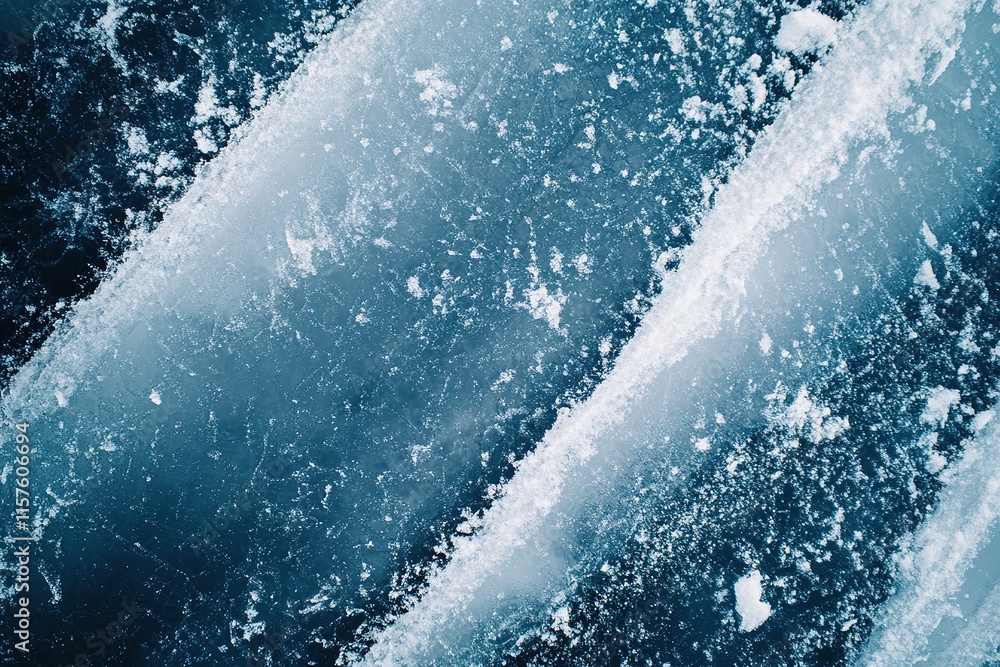 Poster ice patterns create mesmerizing texture, reflecting light in coo