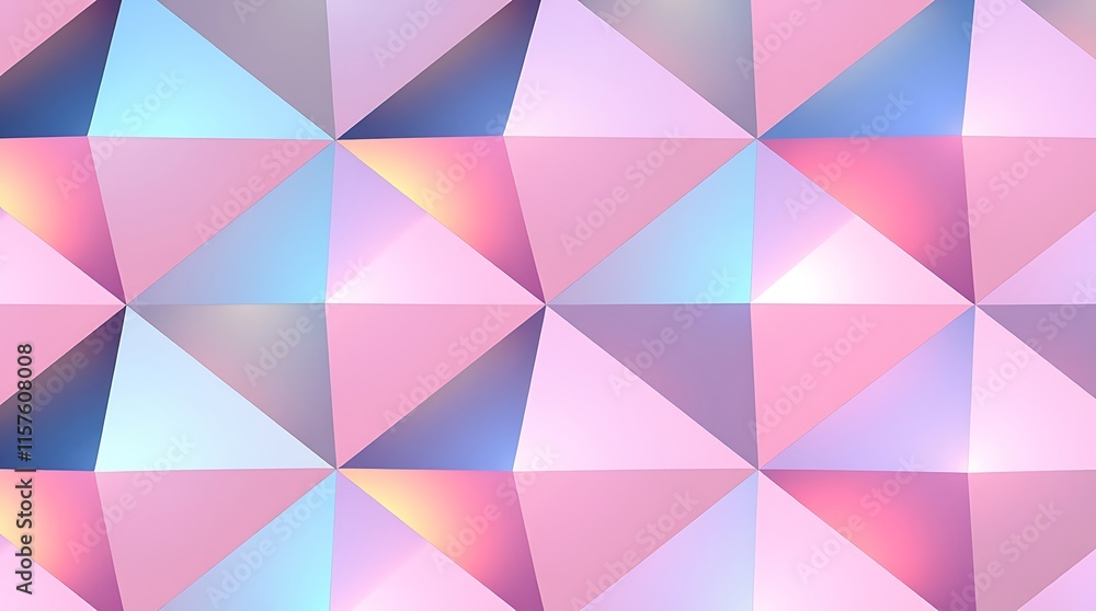 Poster pastel geometric triangles: abstract background image featuring a seamless pattern of iridescent pin
