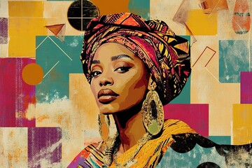 Vibrant portrait showcasing cultural heritage, adorned with stri