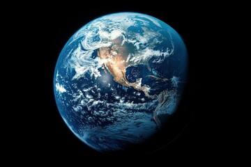 View of Earth from space showcasing North America and beautiful clouds