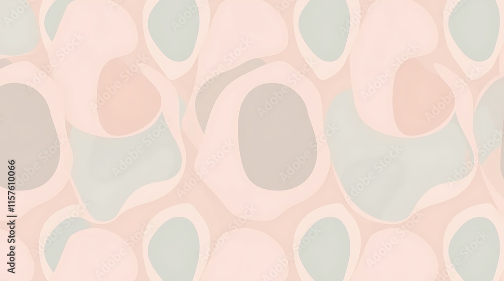 Poster abstract organic pattern: soft and ethereal, this seamless pattern features delicate pastel hues of 