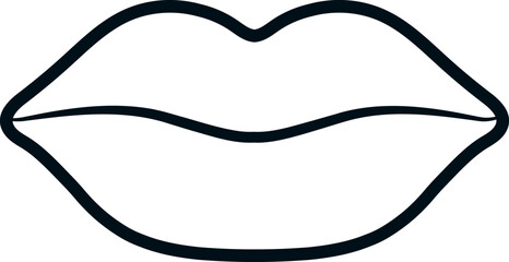 Closed lips outline.
Isolated Plump lips. 
Woman's lips clipart.
valentine's day element.
Transparent background.