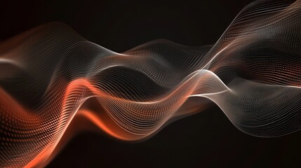 Fototapeta premium Abstract flowing lines, orange and white on black background