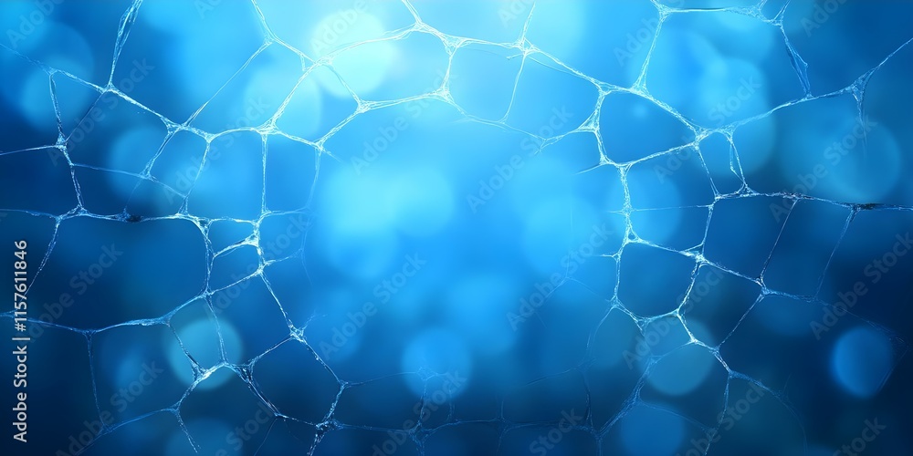 Aufkleber a blue abstract background featuring a web-like pattern with soft, blurred bokeh effects. concept bl