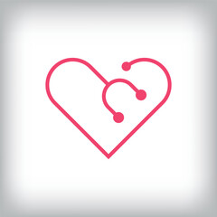 Unique heart inside stethoscope logo design. It has a linear design and flat style. vector flat style. suitable for company