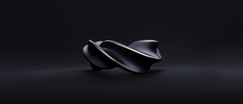 A black and gold ring with a spiral design