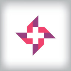 Obraz premium Unique folding plus sign logo design. It has a linear design and flat style. vector flat style. suitable for company