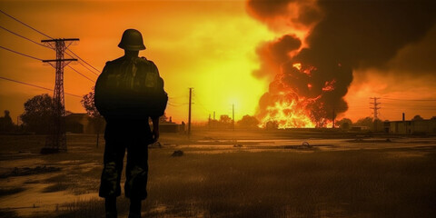 Fototapeta premium People experience with fire
