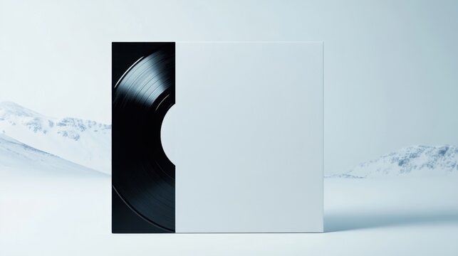 Minimalist Vinyl Record with Blank Cover on a Soft Pastel Background