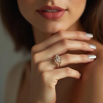 female hands with jewelry ring