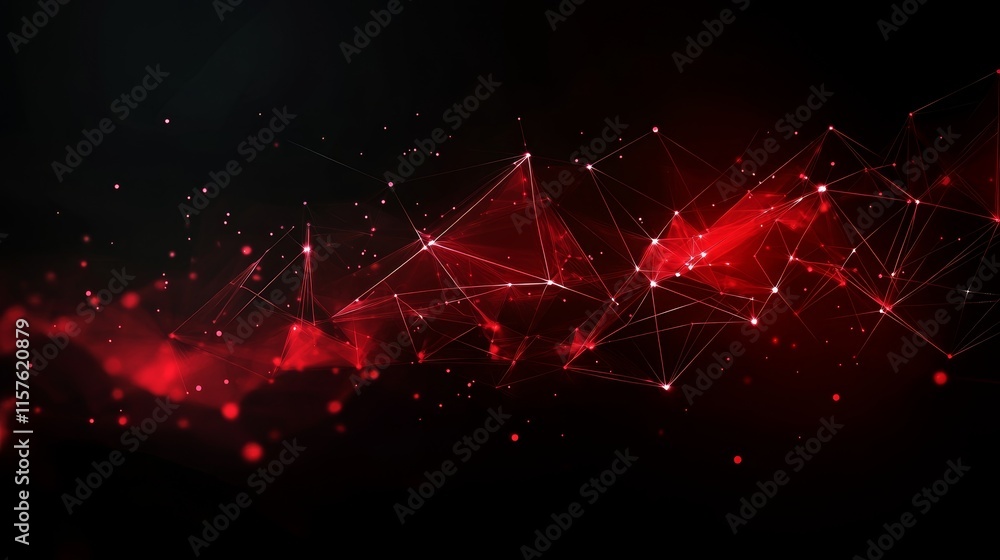 Poster Abstract red and black plexus background