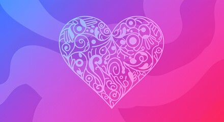 Abstract Line Art of a Valentine Heart, Valentine's Day Holiday, Messy Colorful Design