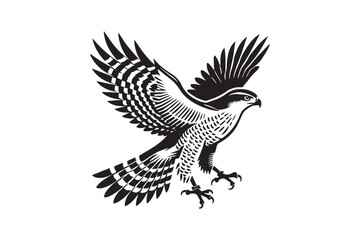 simple black an white goshawk vector silhouette isolated on a white background