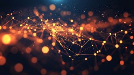 Abstract digital network connections glowing in the dark.