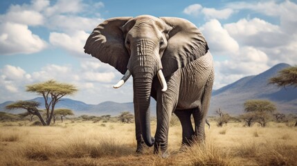 Fototapeta premium Majestic African Elephant in the Savanna
