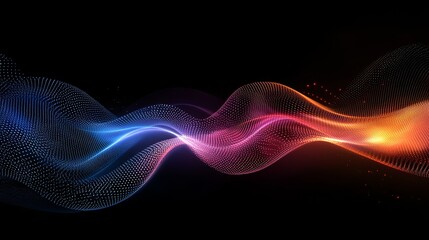 Abstract wave energy, vibrant colors, dark background