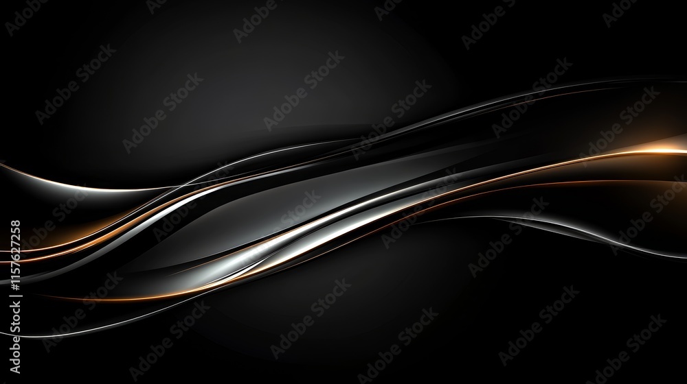Poster Abstract background with black and gold waves.  Modern design element.