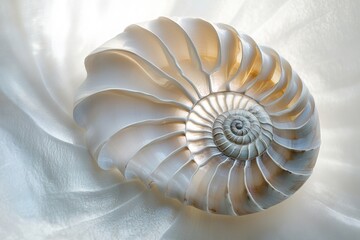 Obraz premium Isolated seashell showcasing intricate grooves with balanced light and shadow details