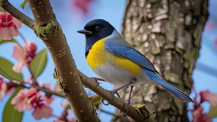 Fototapeta premium Great tit bird in tree. By