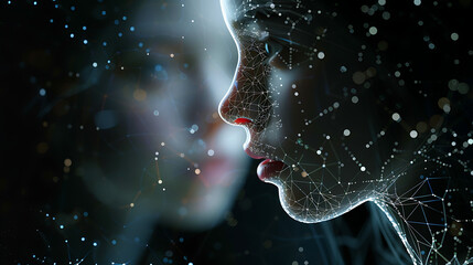 royalty free stock image of artificial intelligence android with neural network brain and cyber mind face reflecting on black background showcasing ai technology and futuristic vision


