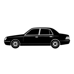 Sleek sedan car silhouette vector on white background 