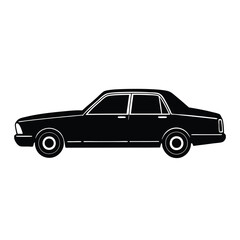 Sleek sedan car silhouette vector on white background 