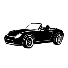 Open Convertible car  Silhouette Vector on white background
