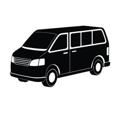 Spacious Minivan  car Silhouette Vector on white background
