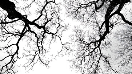 Obraz premium royalty free stock image of leafless branches of a tree close up bare twigs against sky winter nature and detail