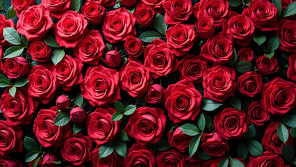 Stunning Red Rose Wall: Elegant Floral Background for Weddings, Romantic Designs, and Luxury Branding (140 characters)