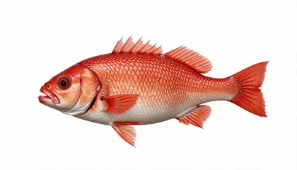 Obraz premium Detailed headshot of a red snapper against a clean white background, marine life study