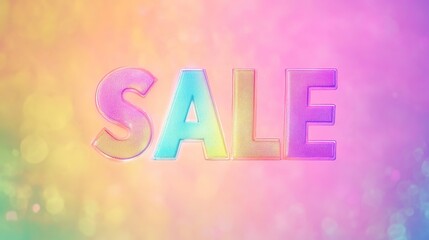 Sale on Abstract pastel holographic blurred grainy gradient banner background texture.