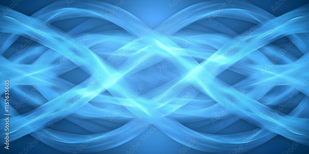 Poster a design featuring flowing blue waves intertwined against a vibrant blue background, creating a dyna