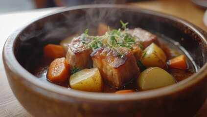 Delicious braised pork belly in rich sauce.