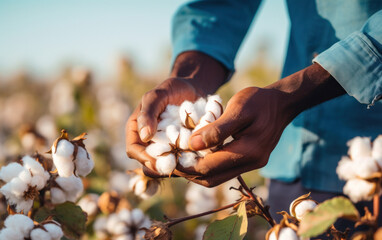 Farmer Harvesting Cotton in the Field