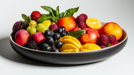 Elegant Ceramic Bowl of Fresh Mixed Fruits