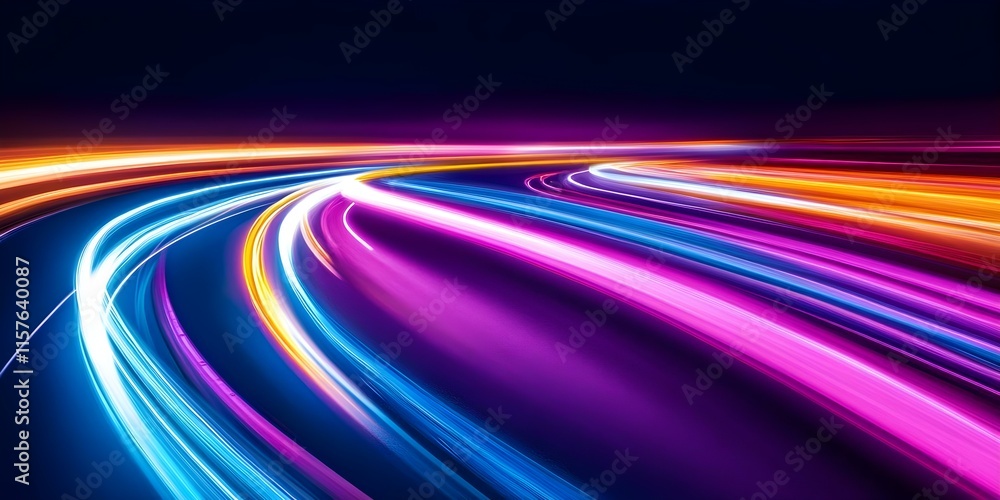 Aufkleber a vibrant abstract image featuring colorful light trails on a dark background, creating a dynamic an