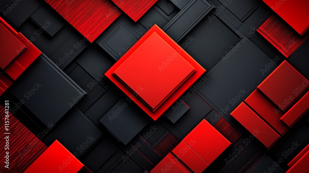 Poster abstract red and black geometric shapes background